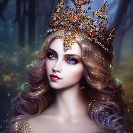 Fantasy Ice Crown with Diamonds, Digital Illustration