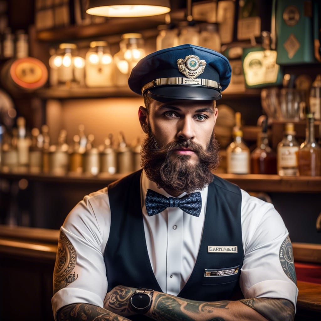 Portrait of a hipster bartender by Per.