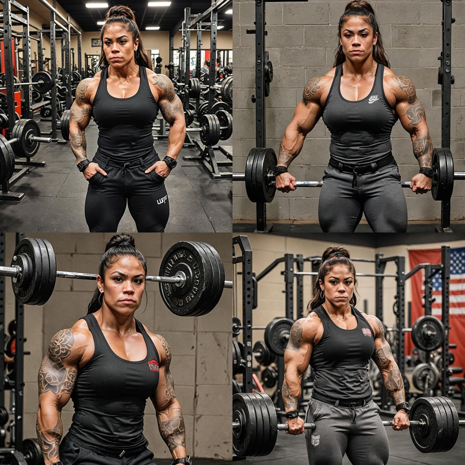 Muscular Latina Powerlifter with Tattoos