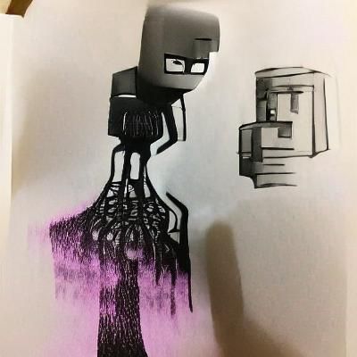Enderman in Ink Drawing