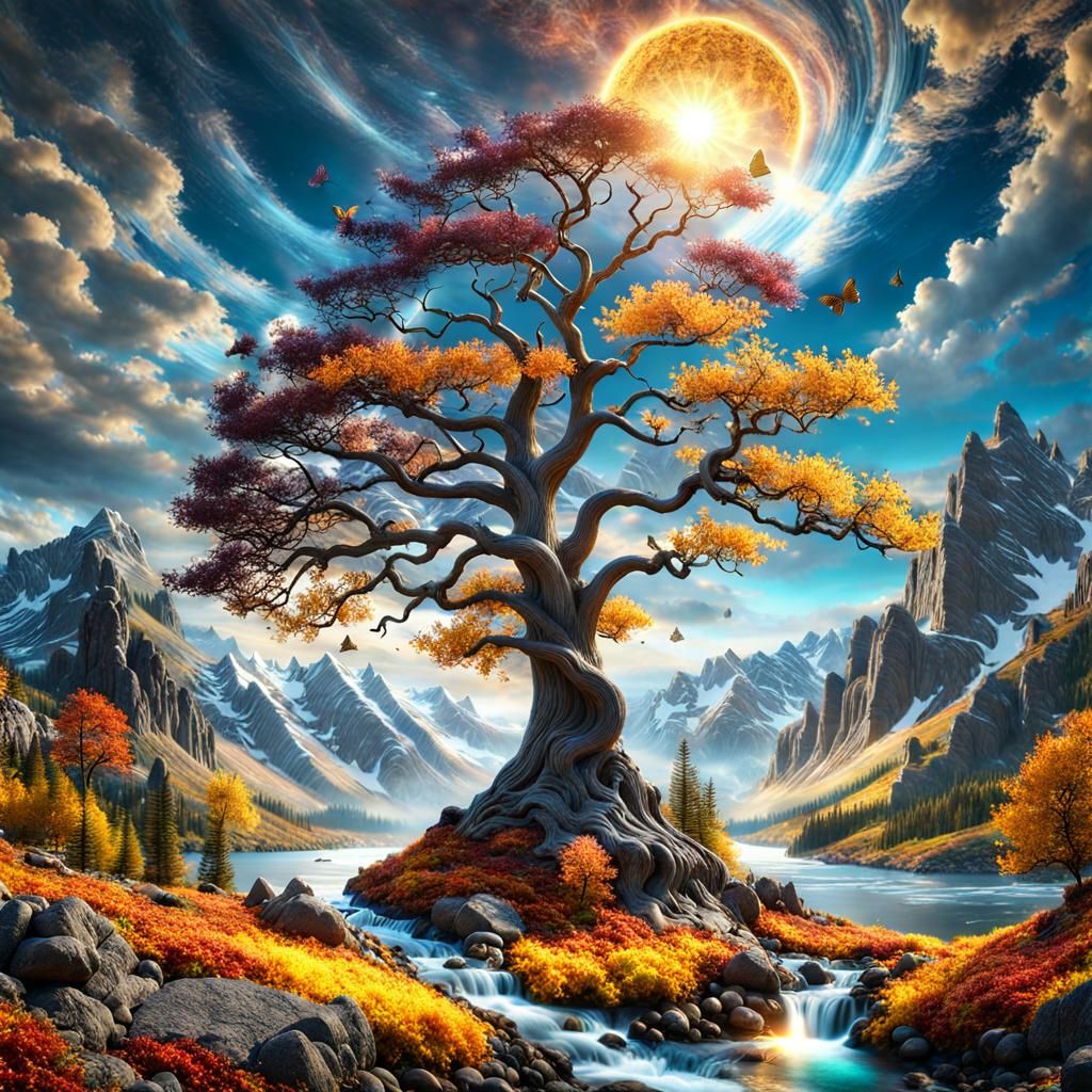 Epic World Tree in Autumn Sunlight