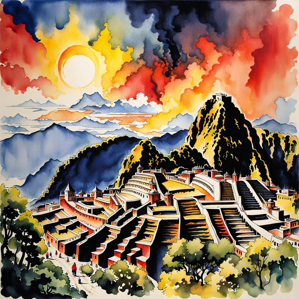 Volcanic South America in Watercolor and Ink