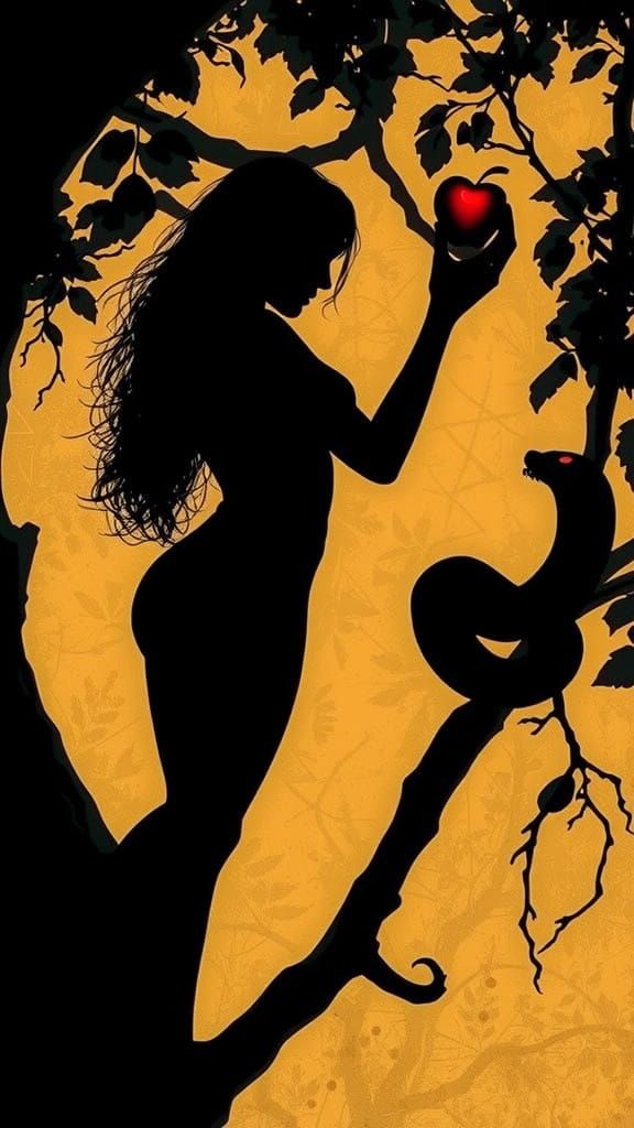 Eve, a Serene Nude Figure, Silhouette of a Snake