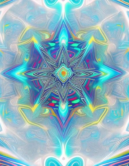 Psychedelic Tribal Art in a Neon-Lit Mist