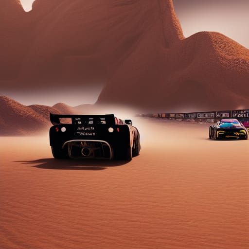 Desert Car Race: Epic Cinematic Digital Art