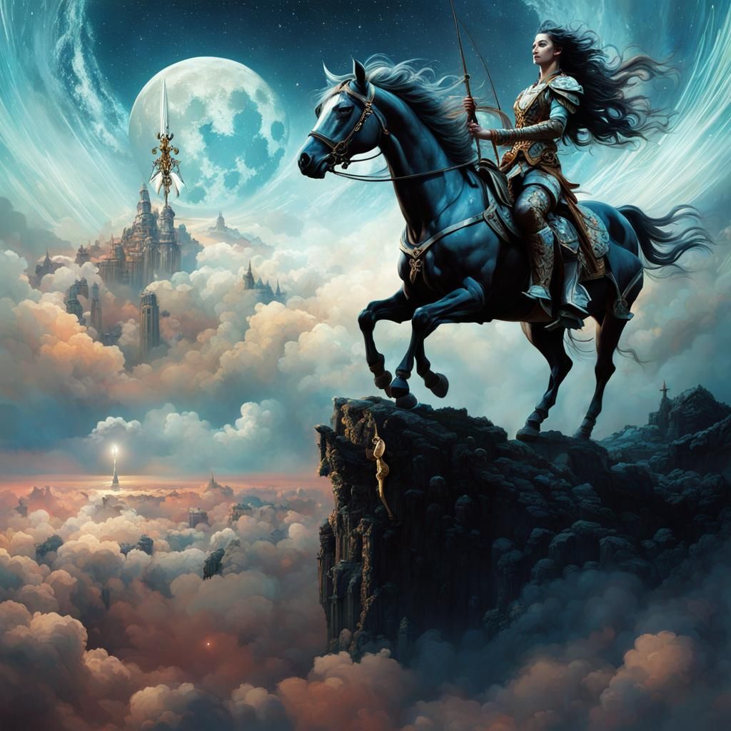 Centaur Archer on the Moon in Splash Art Style