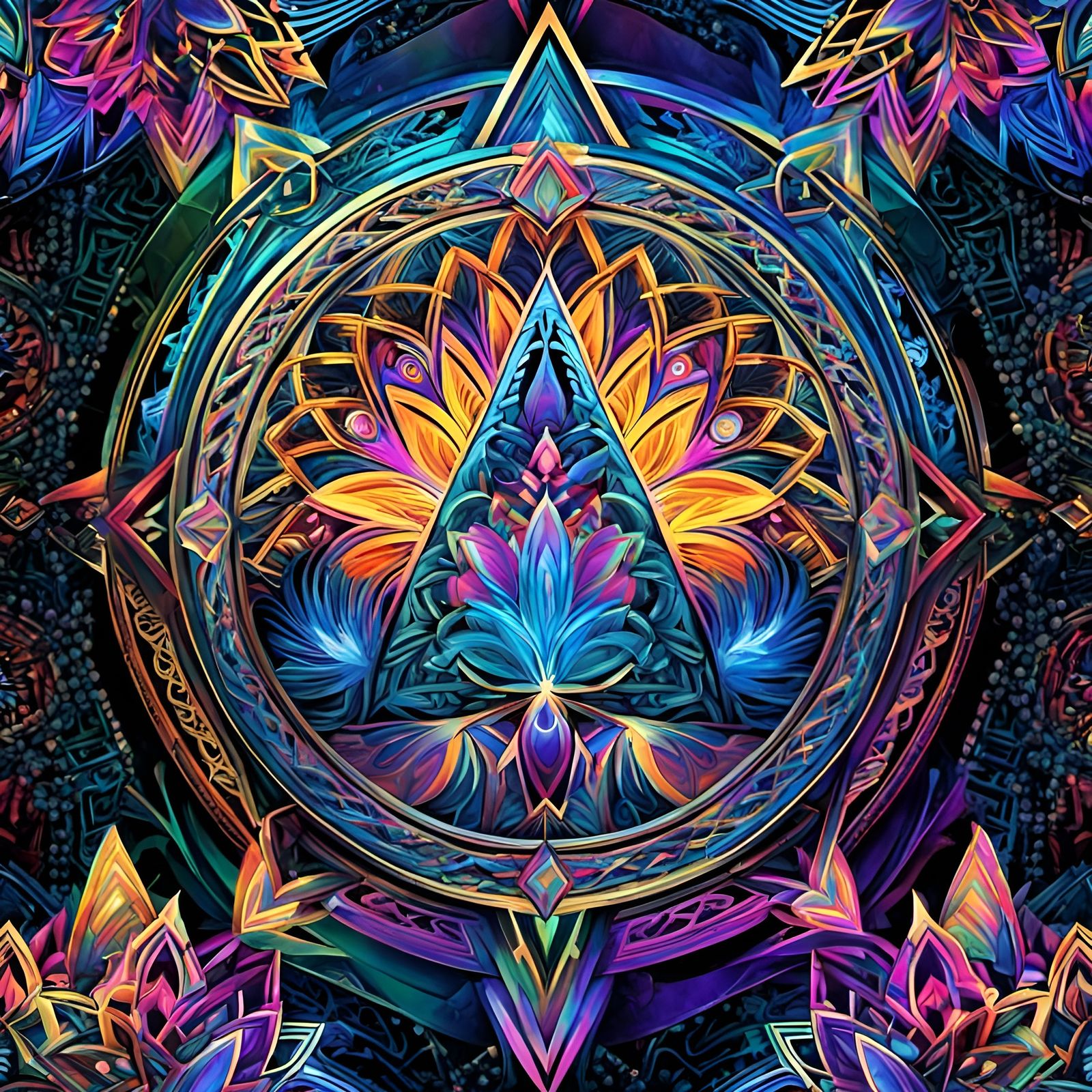 Mandala With A Flowery Triangle