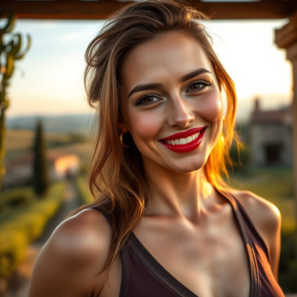 Italian Woman in Tuscan Countryside: Hyperrealistic Photogra...