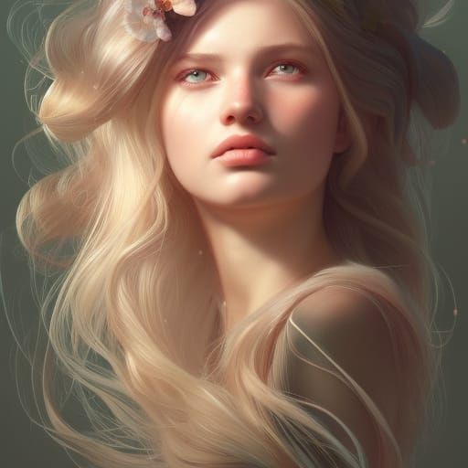 Girl with Daisies Portrait in Hyperdetailed Style