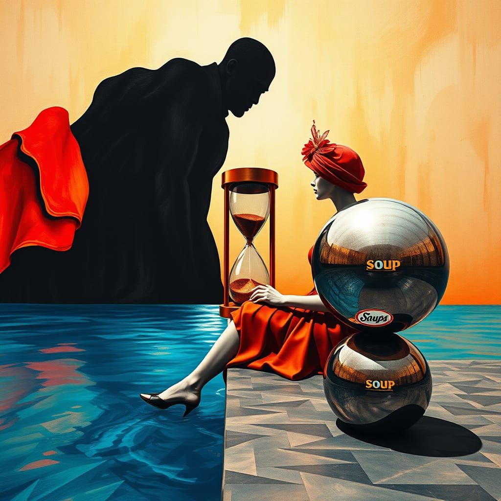 Mysterious Silhouette Meets Geometric Abstract Art