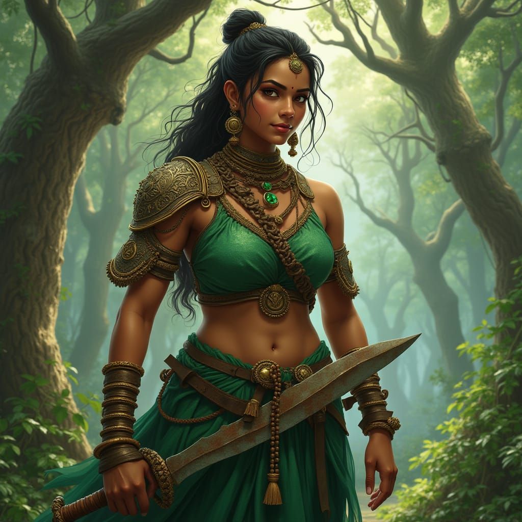 Powerful Tamil Warrior Goddess in Ancient Forest