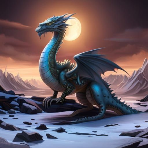 Steampunk Ice Dragon in Detailed Matte Painting