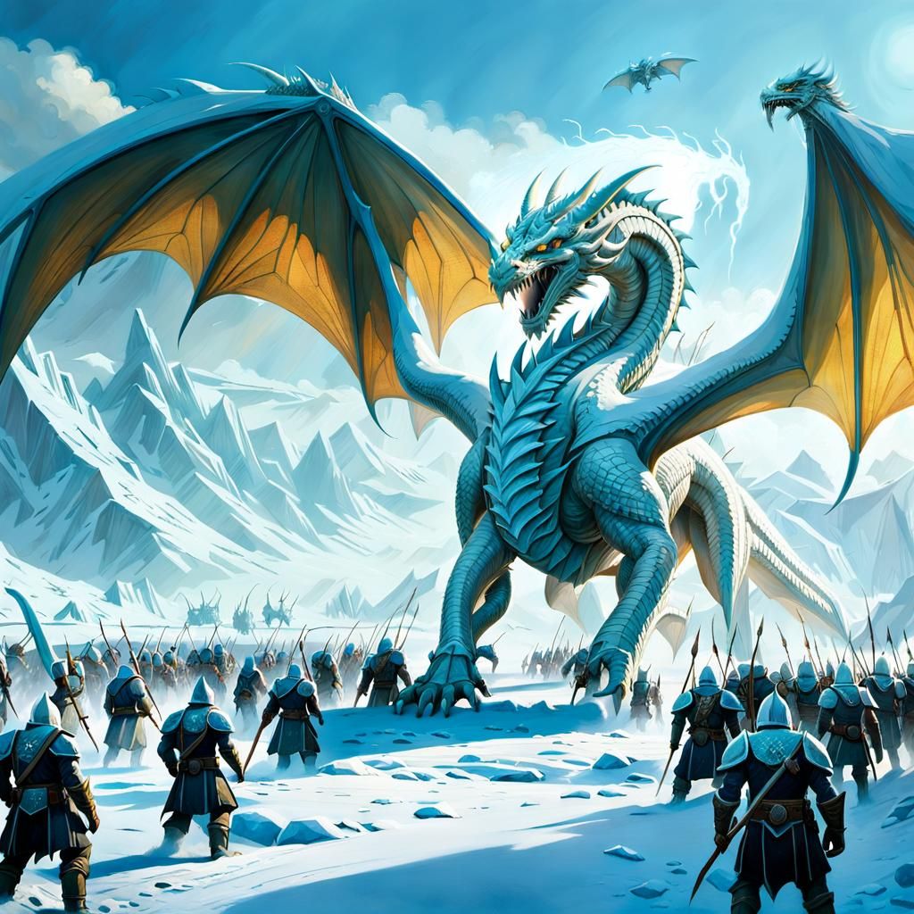 Icy Dragon Over Orc Army: Cinematic Fantasy Art