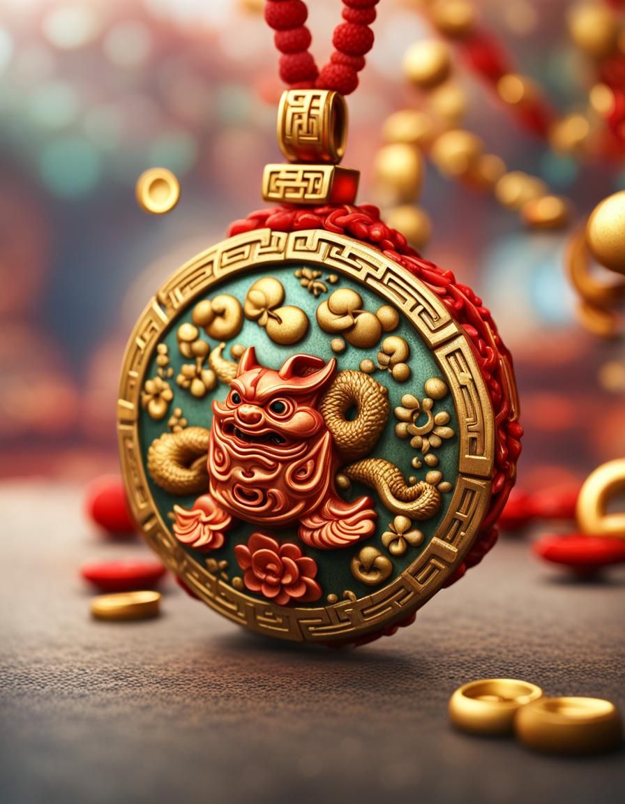 Exquisite Chinese Lucky Charm Pendant in HDR