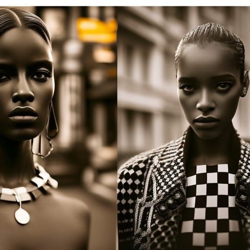 Checkerboard Woman Portrait in Pastel Line Art