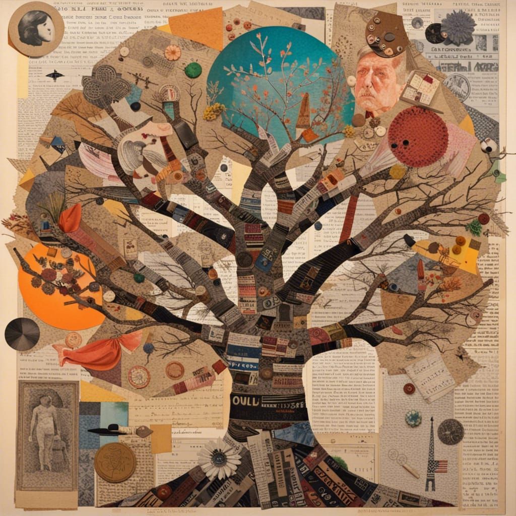Vibrant Collage Art: Tree of Life