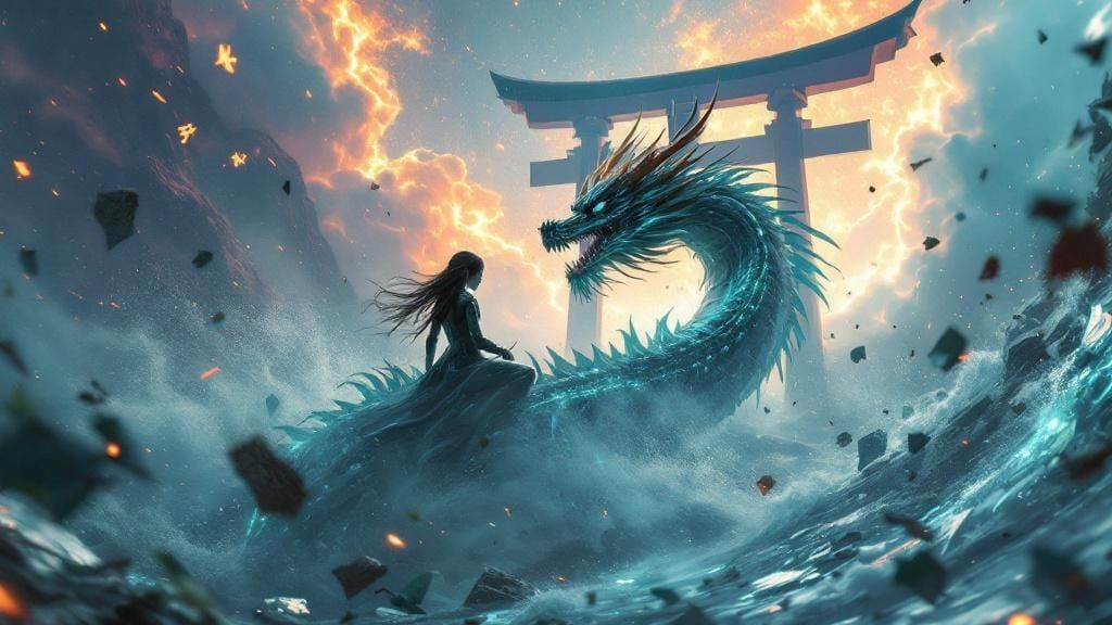 Cyberpunk Dragon Tamer in Electric Storm