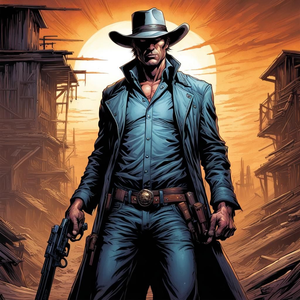 Mutant Gunslinger in Comic Book Art Style
