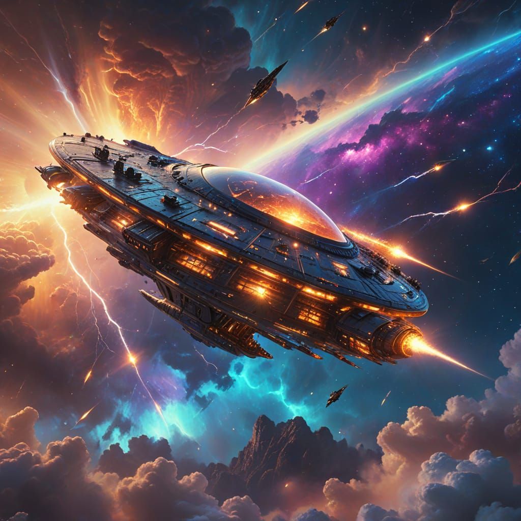 Mystical Cosmic Skies in Vibrant Digital Art