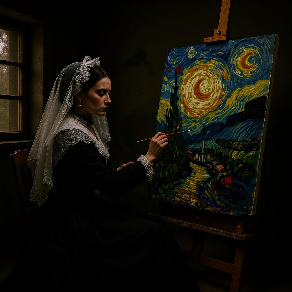 Victorian Woman's Colorful Masterpiece