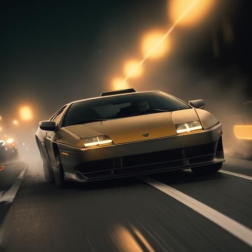 Lamborghini Races Down Misty Mountain Road at Night