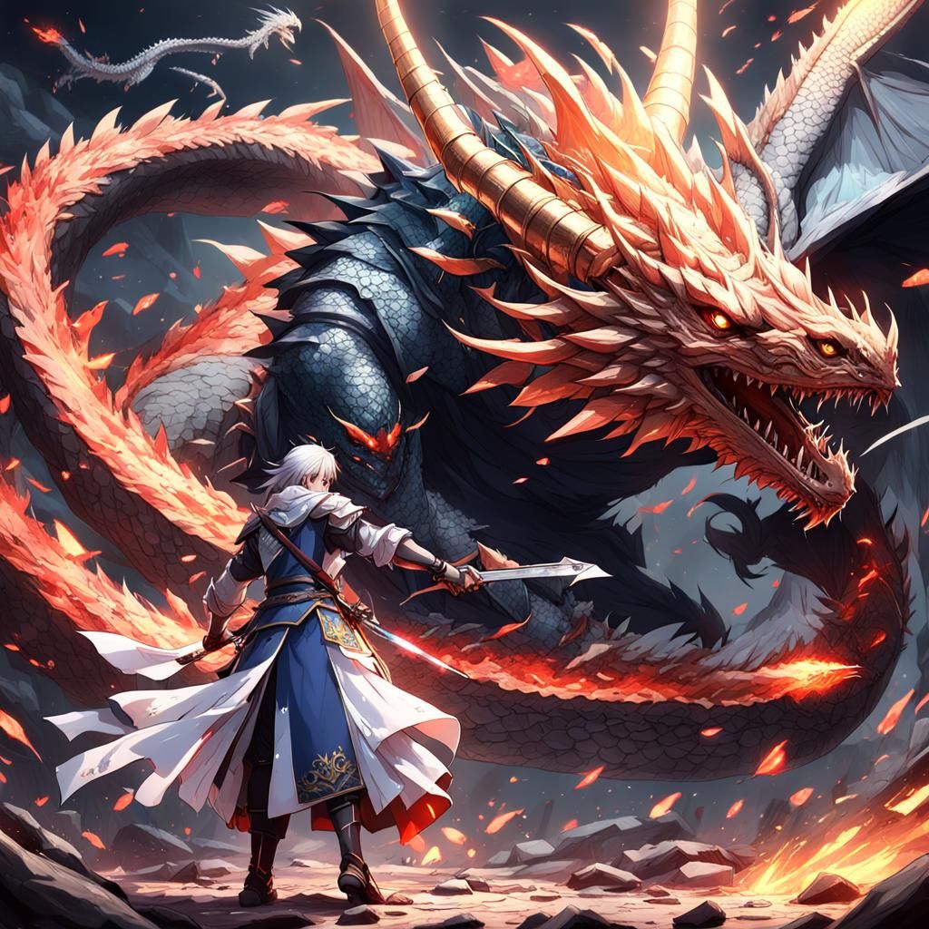 A brave prince fights a dragon