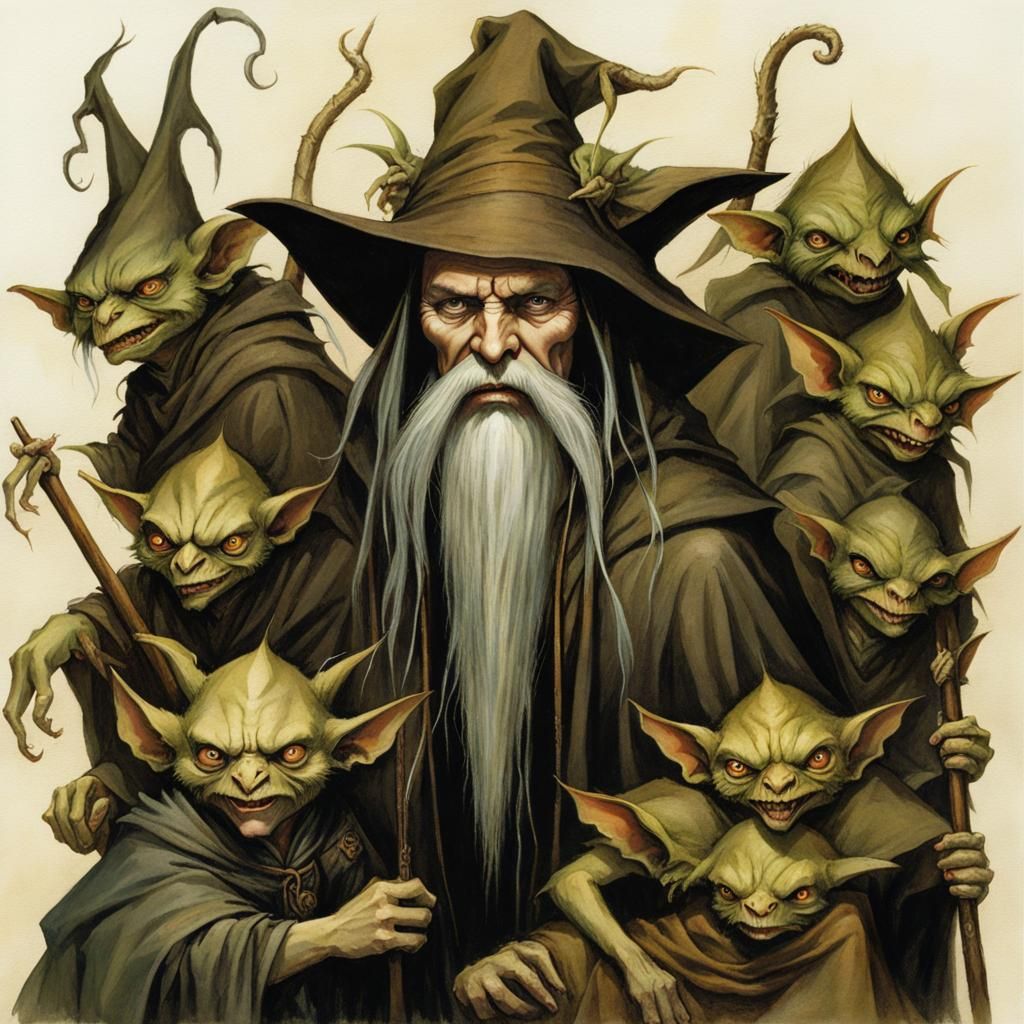 Dark Warlock and His Goblin Minions WIP