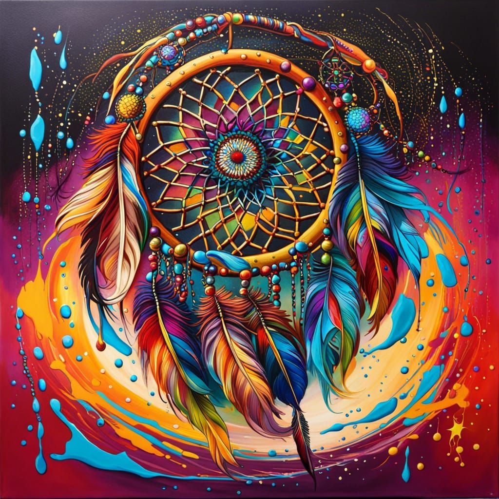 Colorful Liquid Dreamcatcher in Splash Art Style