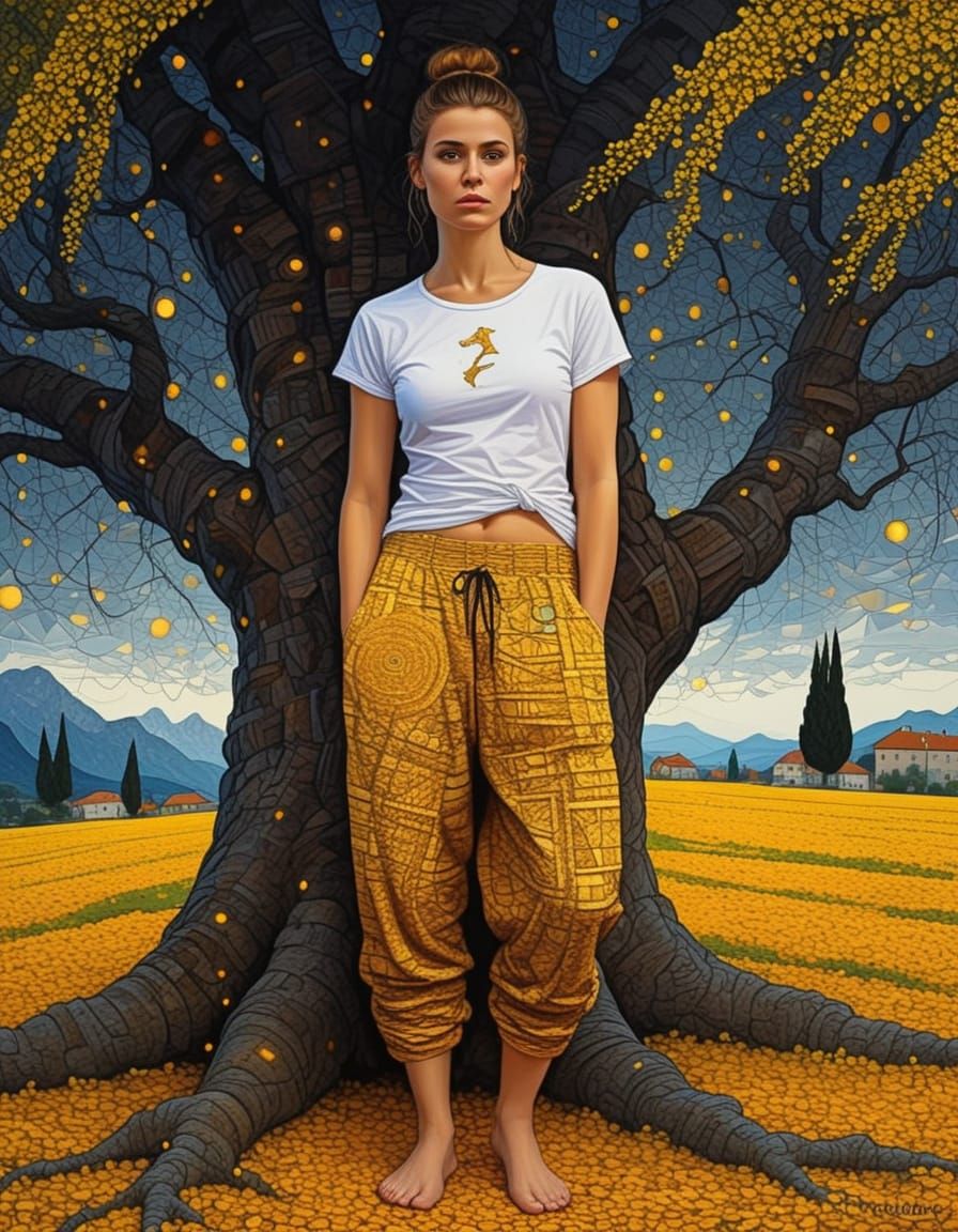 Woman Under Lime Tree in Crazy Slovenian Scene