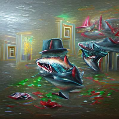 Mafia Sharks: Holographic 8K Detailed Painting