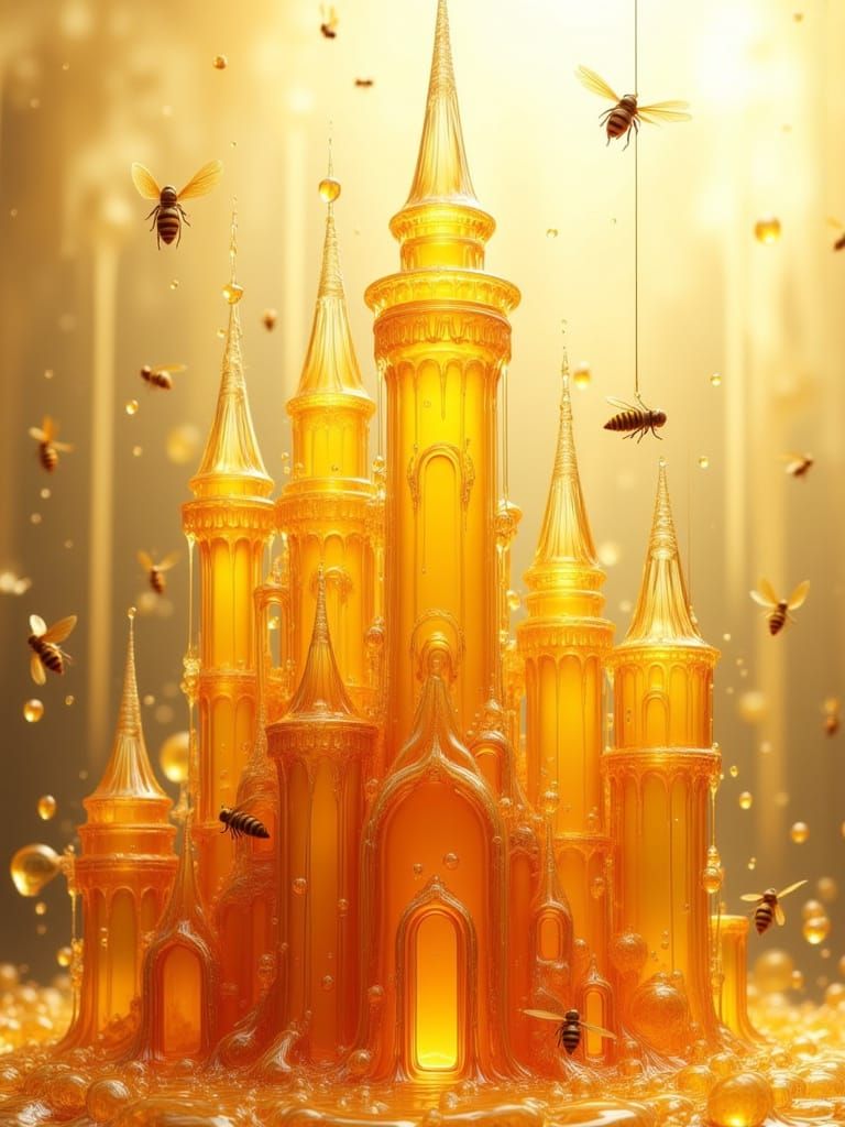 Golden Honey Castle with Liquid Amber Bees