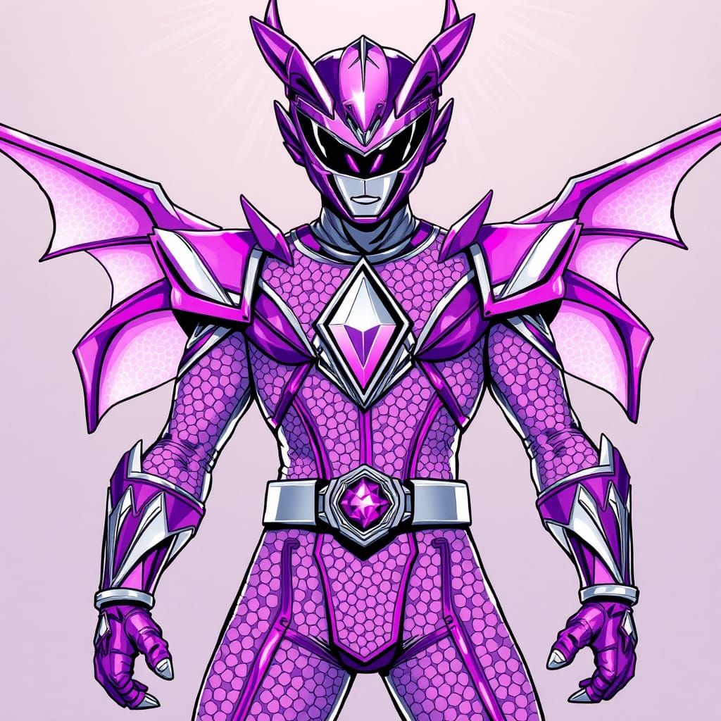 The Purple Siren Dragon Power Ranger with a purple gemstone ...