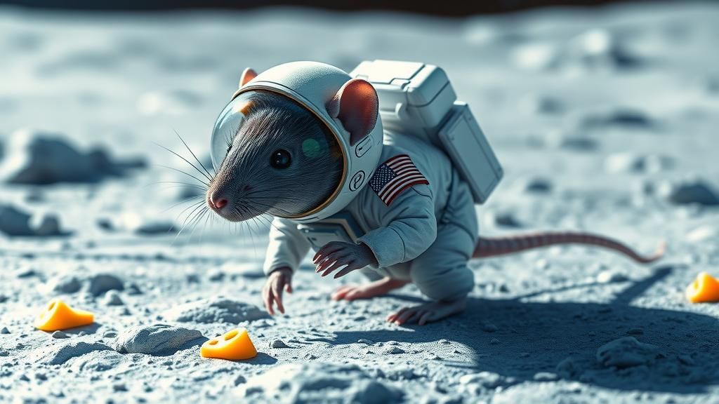 Astro Rat on Moon as Digital Art