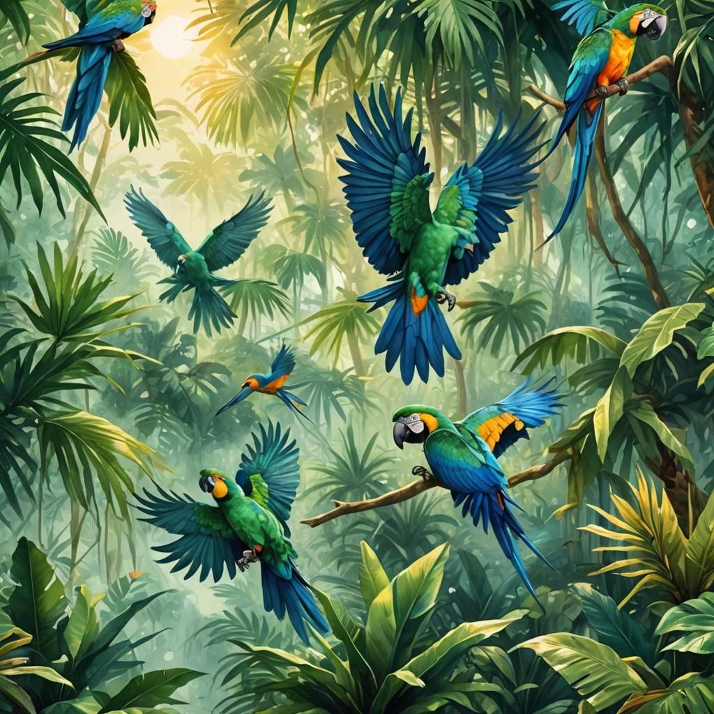 Lush Amazon Jungle: Vivid Watercolor Tropical Illustration