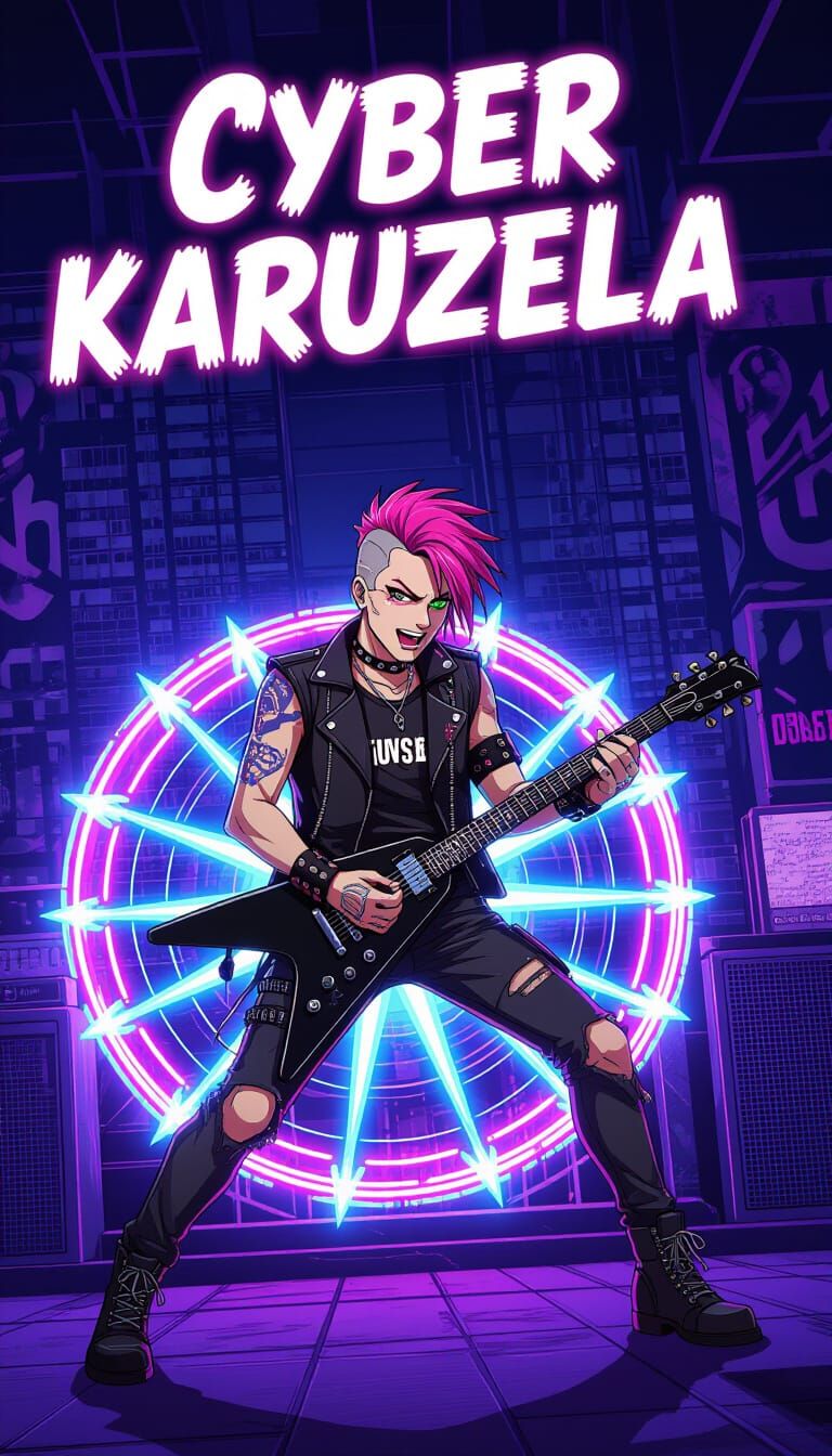 Cyberpunk Carousel with Punk Rider
