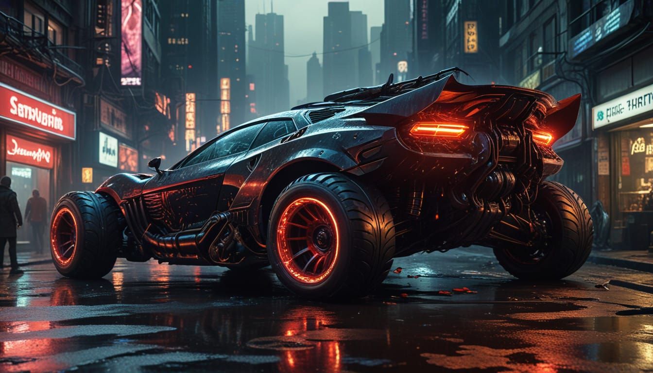 Cyberpunk Alien War Machine Unleashes Terror on Urban Landsc...