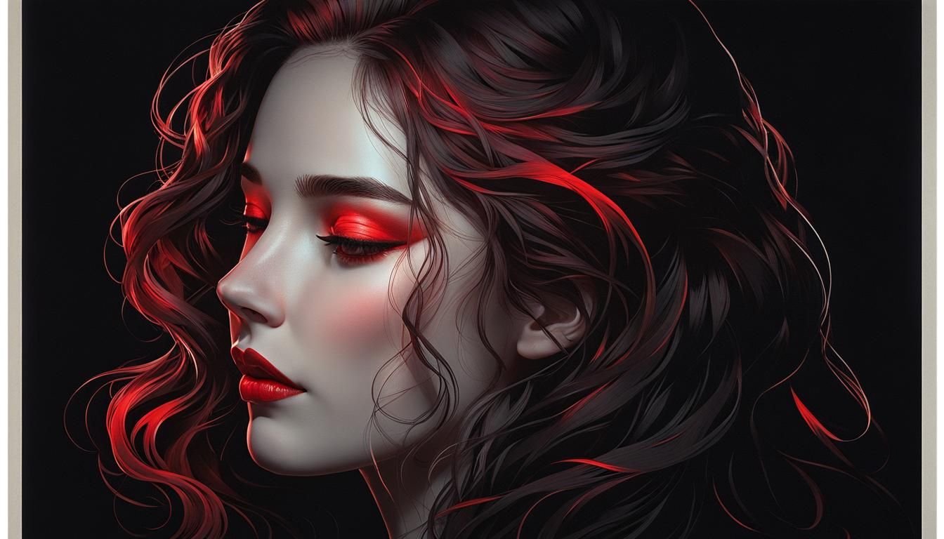 Bild: Frau, roter Farbkontrast