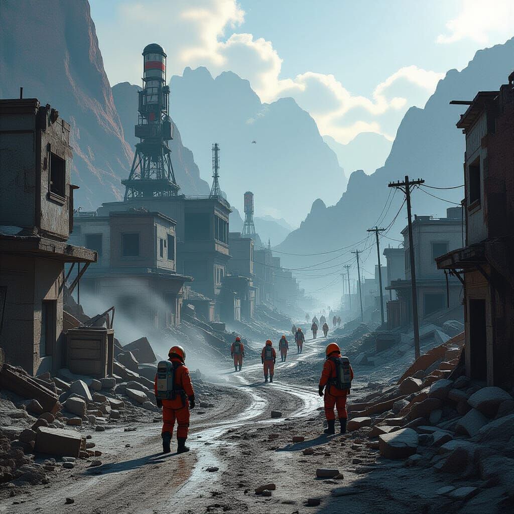 Devastated Mining Colony in Dystopian Future Style