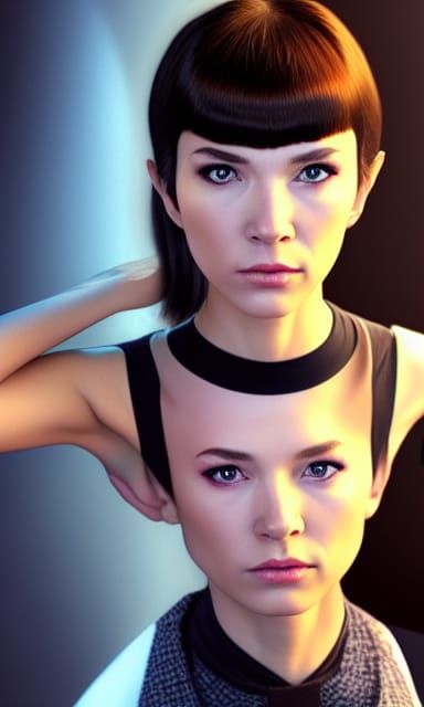 Hyperrealistic Anime Female Spock in Star Trek Style