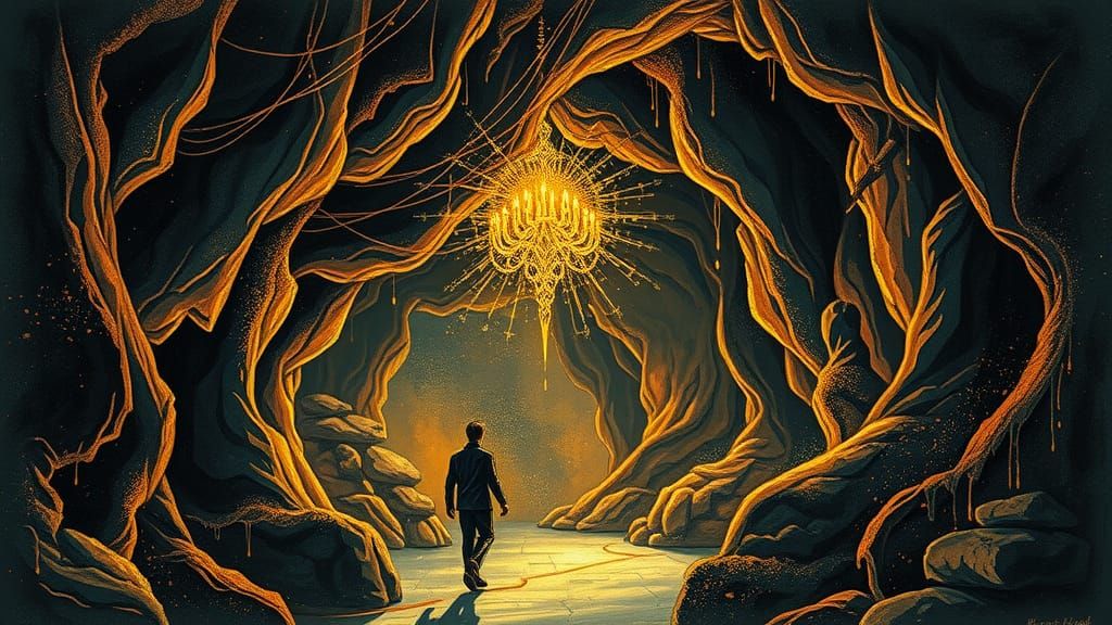 Greaser Cave with Filigree in Acrylic Style