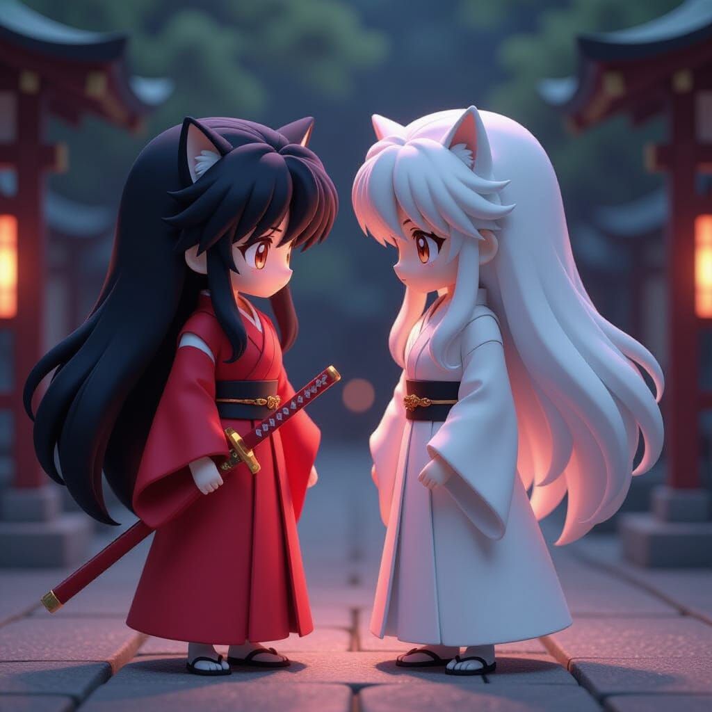 Inuyasha and Sesshomaru in Dramatic 3D Anime Style