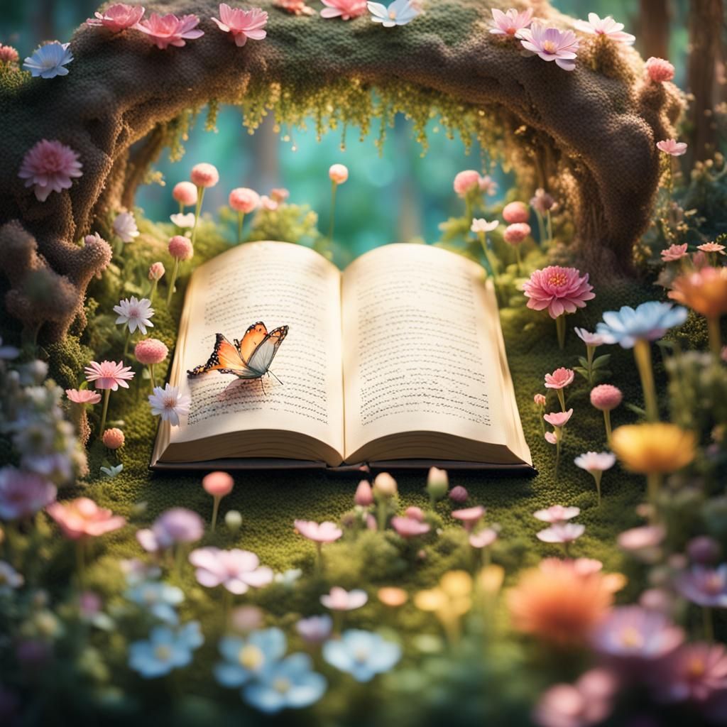 Hyperrealistic Garden Diorama with Pastel Flowers