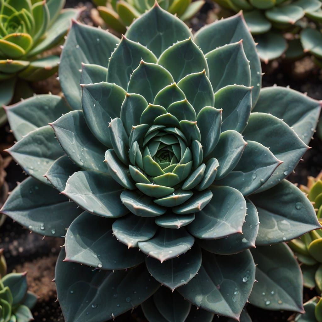 Succulent Fractal in Desert Landscape