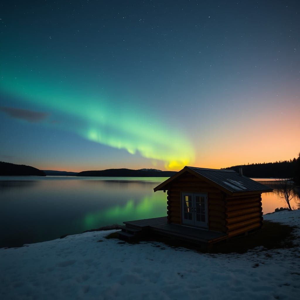 Cozy Wilderness Retreat Under Aurora Skies