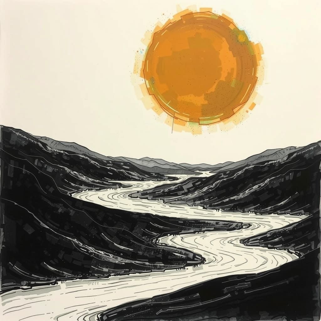 Geometric Desert Oceans in High-Contrast Art Style