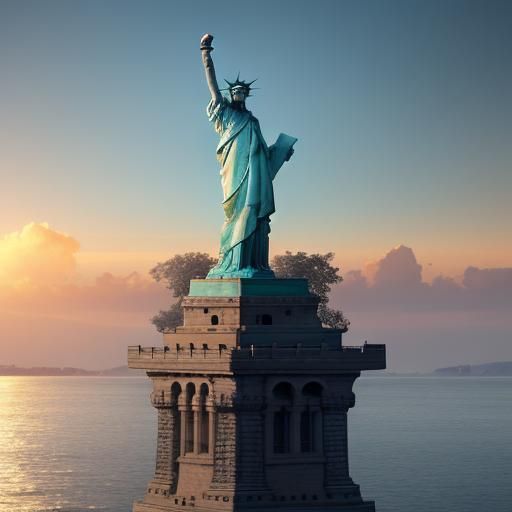 Statue of Liberty Ballet Dancer at Sunset