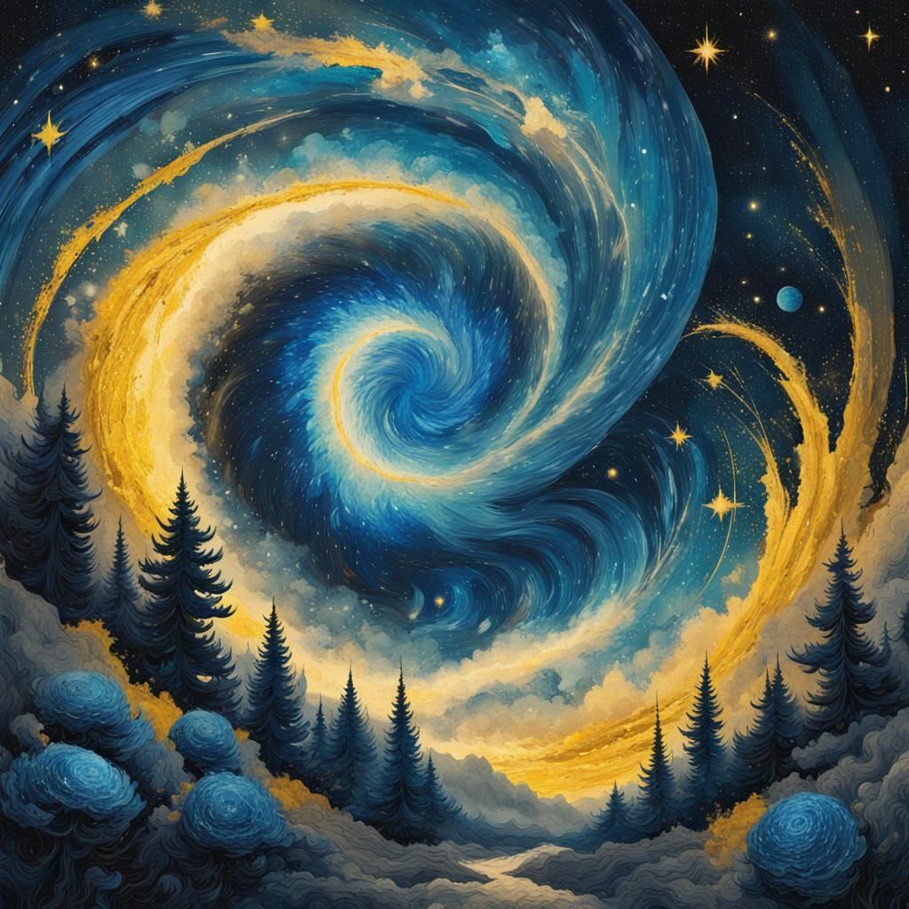 Cosmic Galaxy with Brush Strokes in Fantasy Style