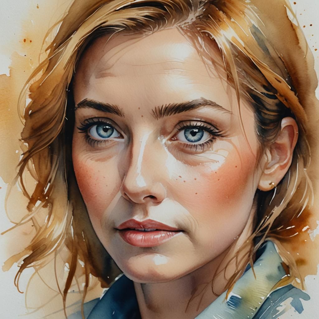 Emotional Woman in Watercolor Portrait Attending Therapy