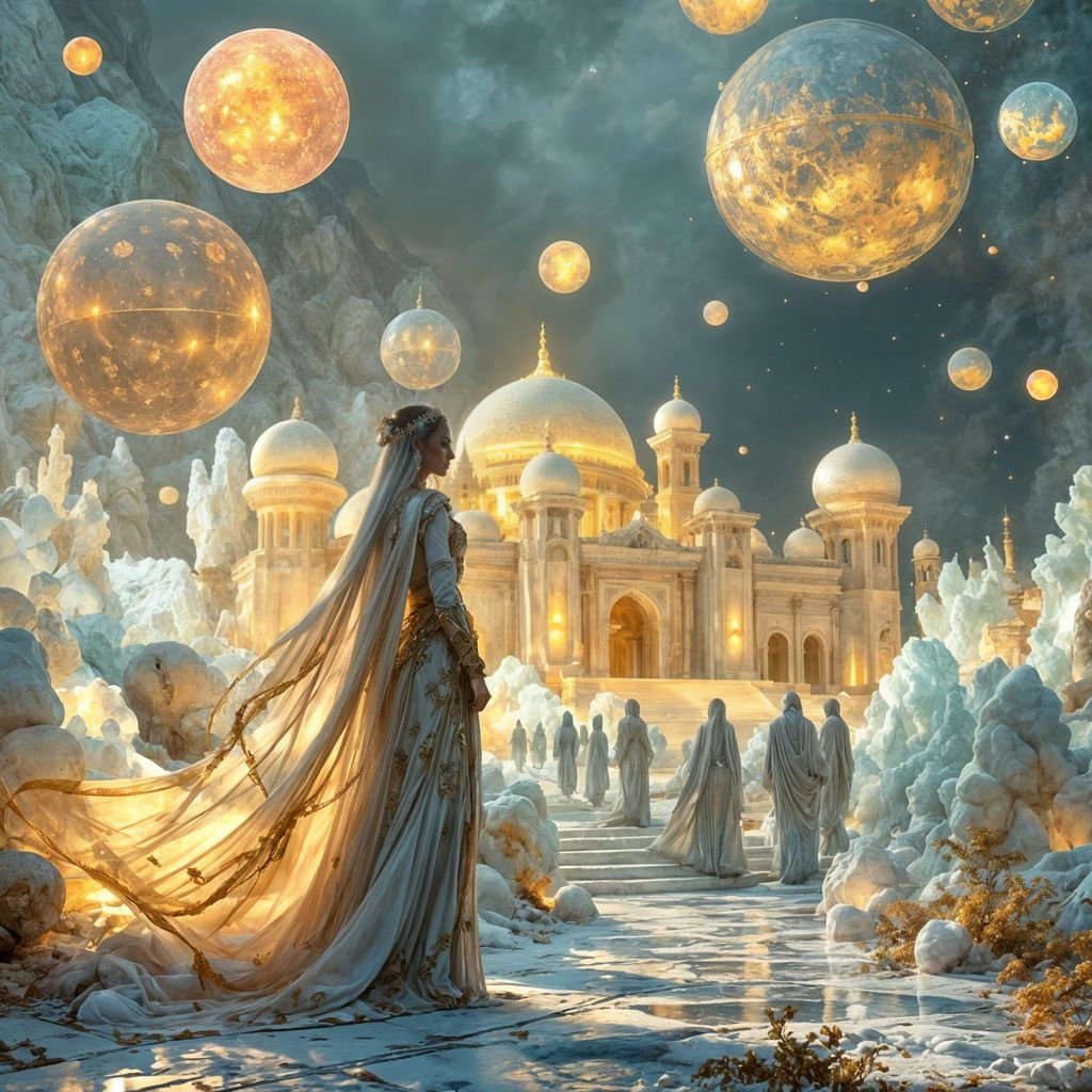 Cyber Baroque Princess amidst Celestial Architecture