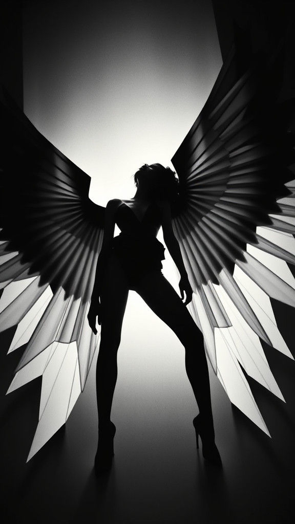 Geometric Winged Model in Dadaist Fashion Photography